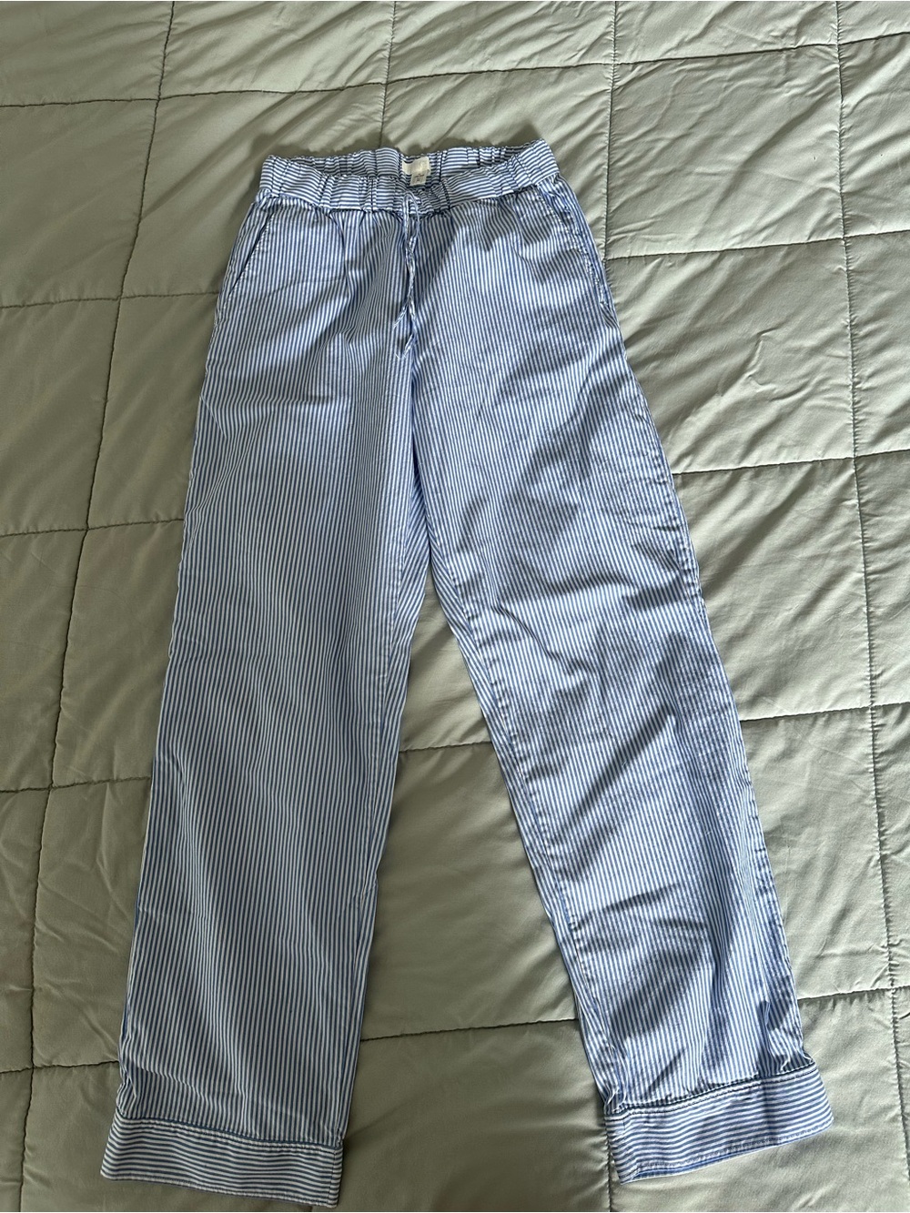 Arket Blue and White Pinstripe Straight-Leg Trousers